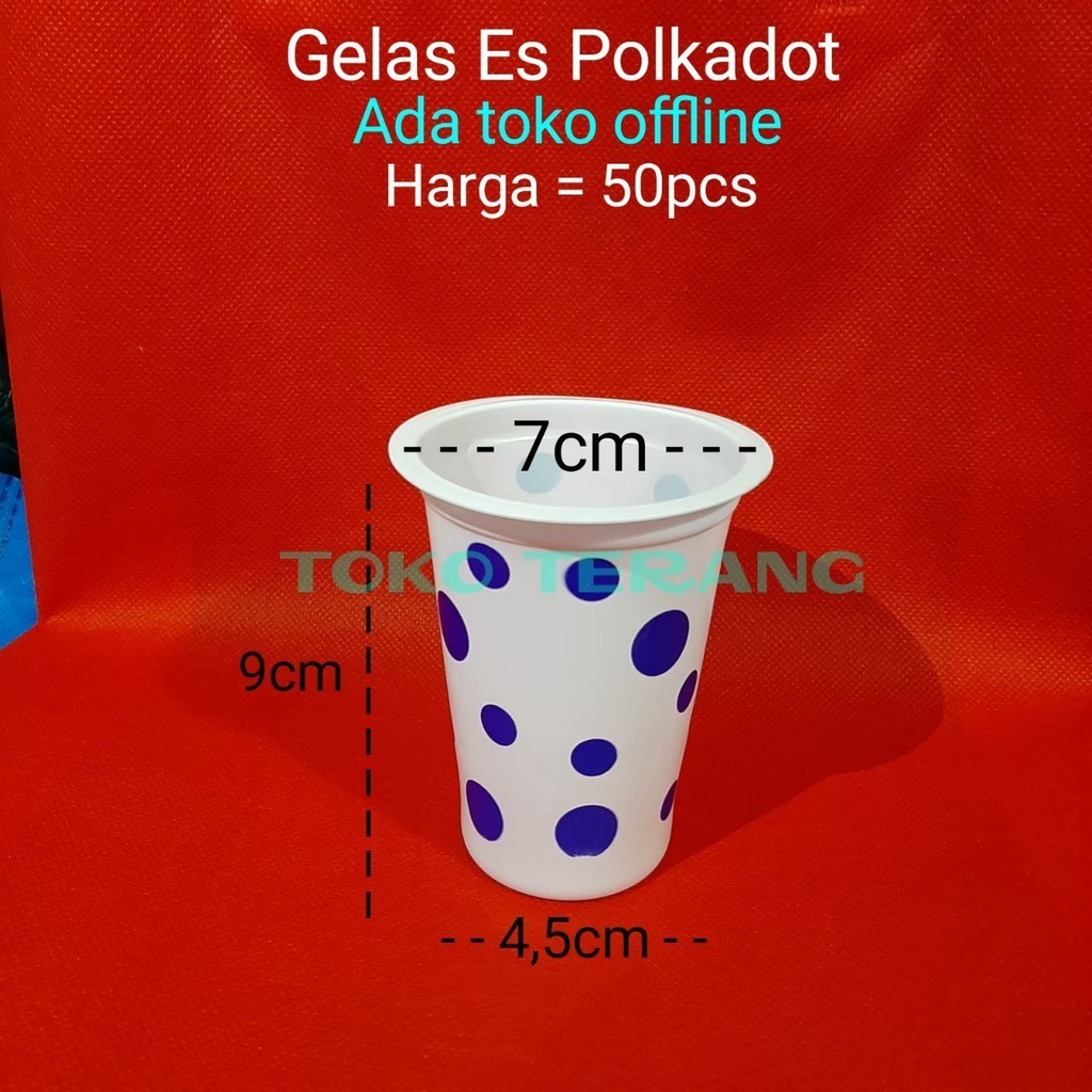 Gelas es polkadot / gelas bola / gelas es / gelas plastik / gelas minum / gelas sekali pakai