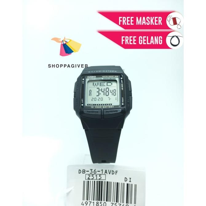 JAM TANGAN CASIO DATABANK DB-36-1A / DB-36-1AVDF DIGITAL BERGARANSI Termurah