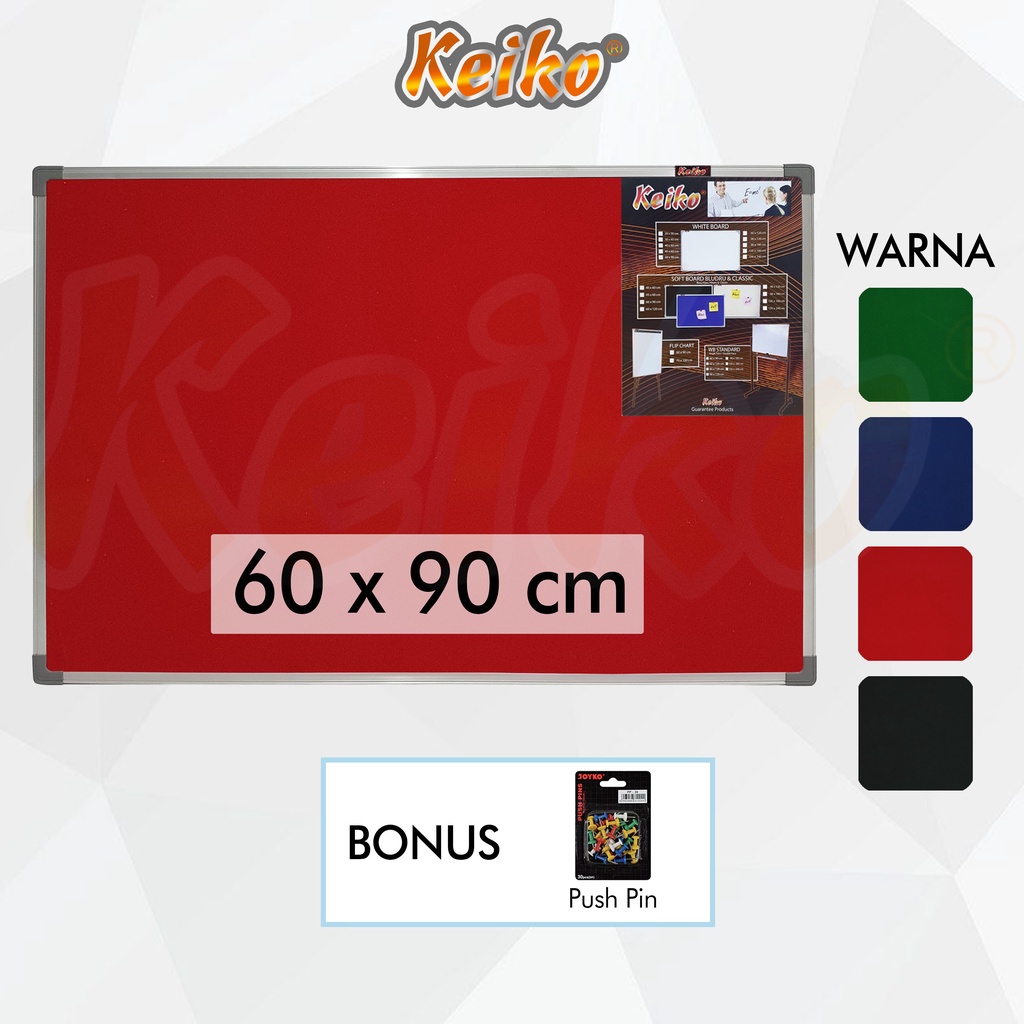 

Softboard / Pin Board / Cork Board / Papan Pengumuman / Mading Gantung Bludru Keiko 60 x 90 cm