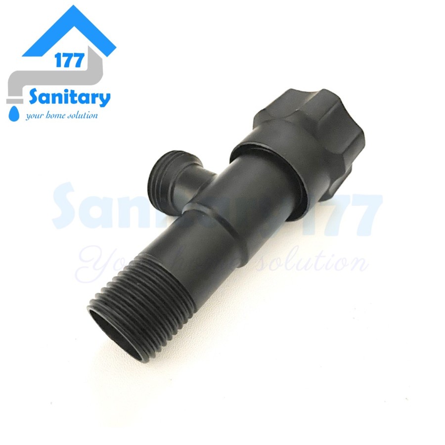 Stop Kran Shower Single Mini Bulat Hitam 23H - Stop Keran air Shower Toilet Valve Closet BLack