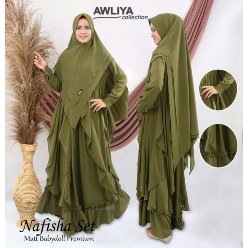 gamis syar'i nafisa set ceruty babydoll