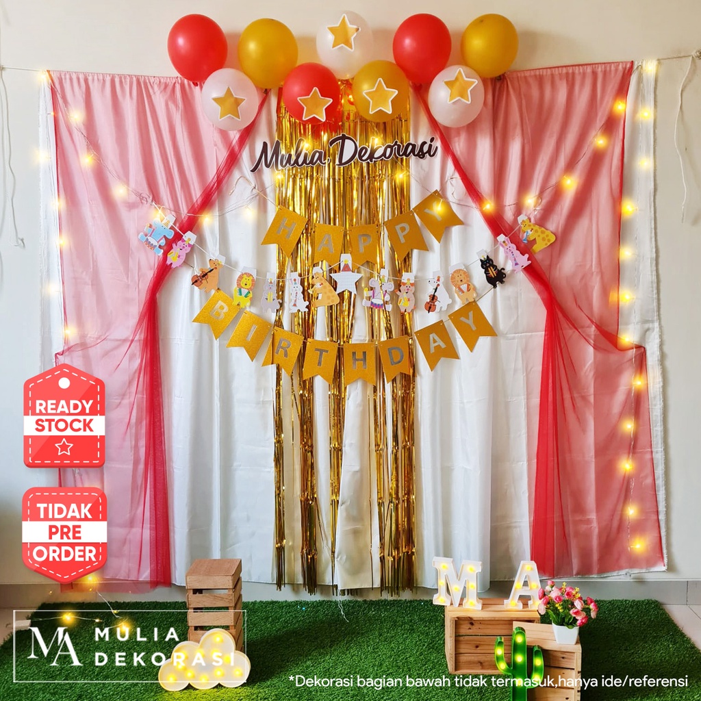 Backdrop Dekorasi Tema Cisrcus Ulang Tahun Happy Birthday 1 set paket Tirai Pesta Anak Paket HBD Circus