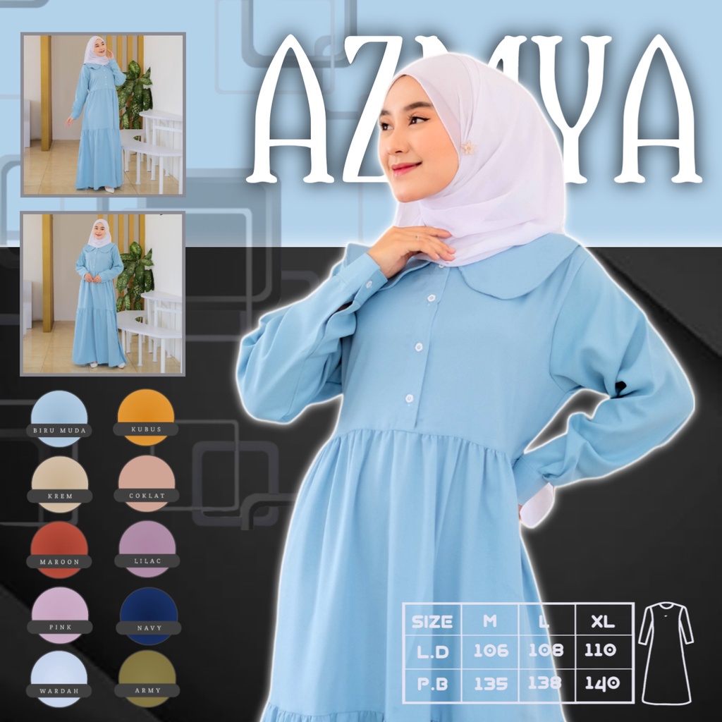 AZMIYA - Baju Gamis Wanita Remaja Kekinian Model Dress Terbaru 2022 Muslim Syari Dres Dewasa Set War