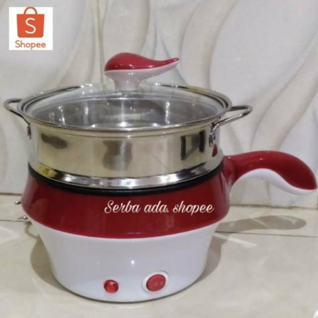 A1 Panci Listrik 18 Cm Multifungsi Teflon Anti Lengket Dilengkapi Kukusan Dan Tutup Kaca