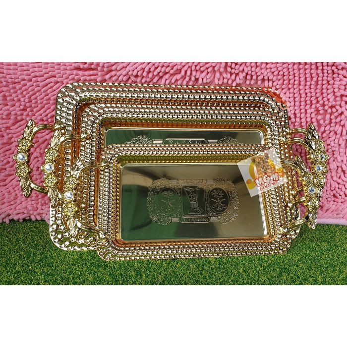 PREMIUM Nampan emas set3 nampan GOLD NAMPAN ARAB TEBAL DIAMOND 2208