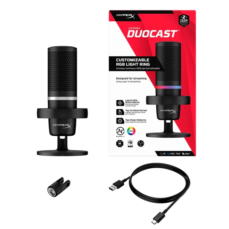 HyperX Duocast RGB Lighting USB Microphone Gaming Duo Cast Condenser