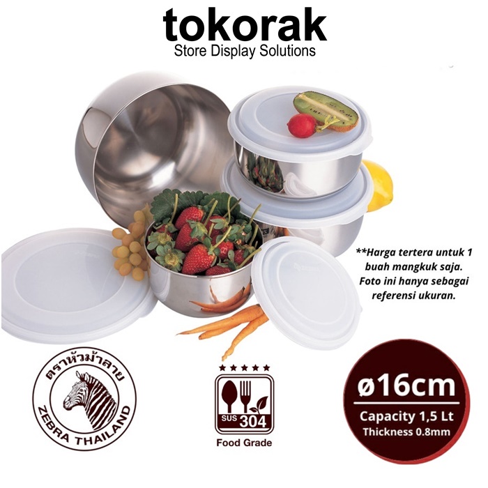 FOOD STORAGE 16 CM EXTRA ZEBRA 110421 TEMPAT SIMPAN MAKANAN STAINLESS