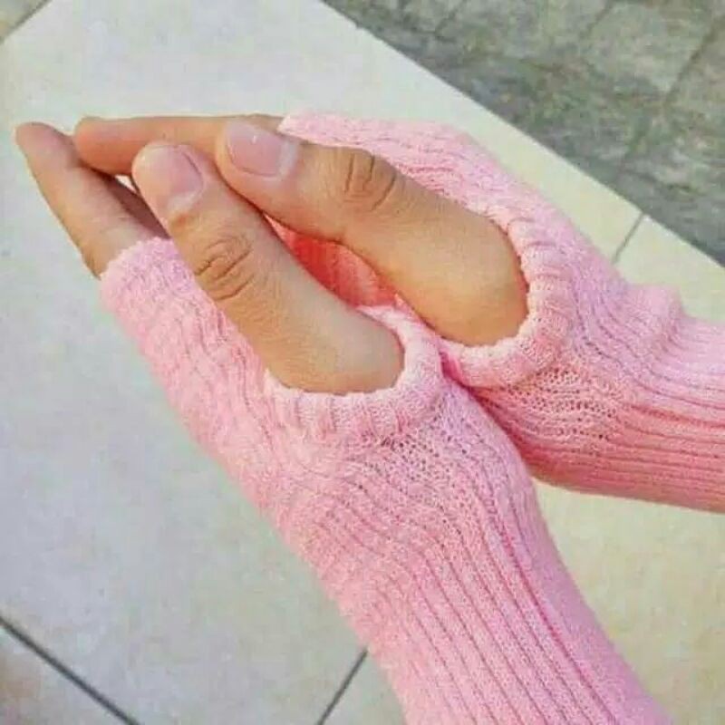 Handsock Tangan Jempol/ Manset Tangan Rajut Wanita