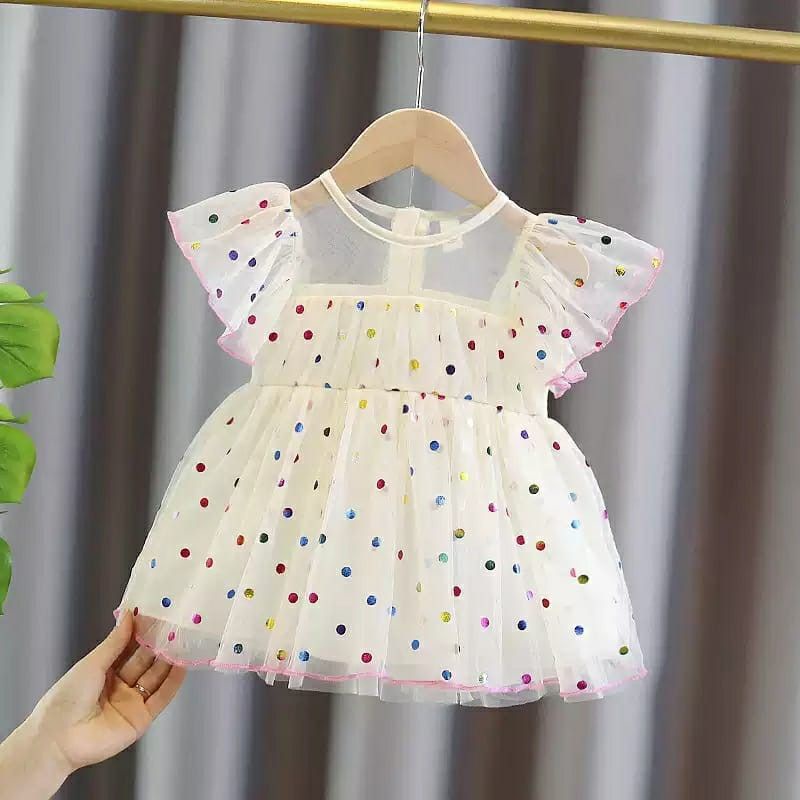 CWEETBABY dress pesta bayi import / gaun bayi tutu dress pesta anak baby star tile pink putih cream