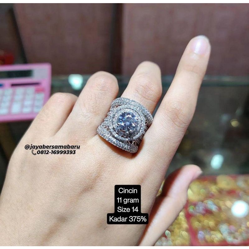 Cincin emas putih size 14 kadar 375%/8k