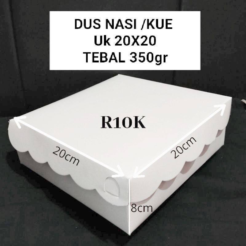 Promo (PUTIH) DUS NASI R10K KOTAK NASI 20X20 350gr KARDUS R10K