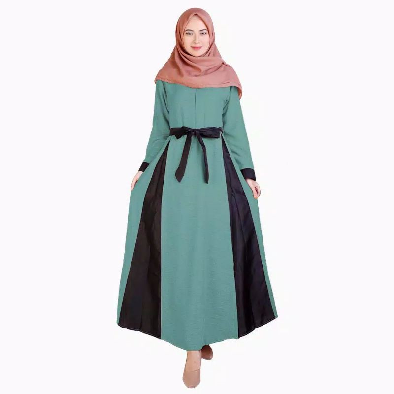 Long Dress Gamis maxi Wanita Muslim kombinasi warna - Lestari