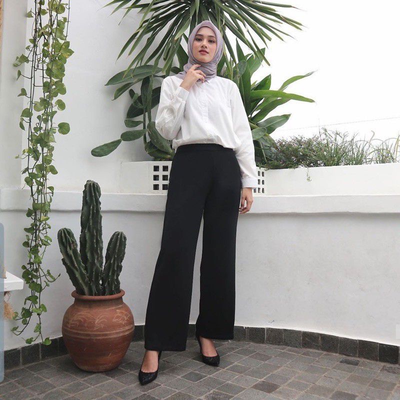 (COD) KULOT SCUBA LEONY PANTS PANJANG POLOS PREMIUM - CELANA KULOT SCUBA JUMBO - LEONY CULLOTES SCUBA - KULOT SCUBA PUTIH &amp; HITAM - BAWAHAN HIGHT WAIST - CELANA KULOT WANITA - TERMURAH - TERLARIS - BISA BAYAR DITEMPAT