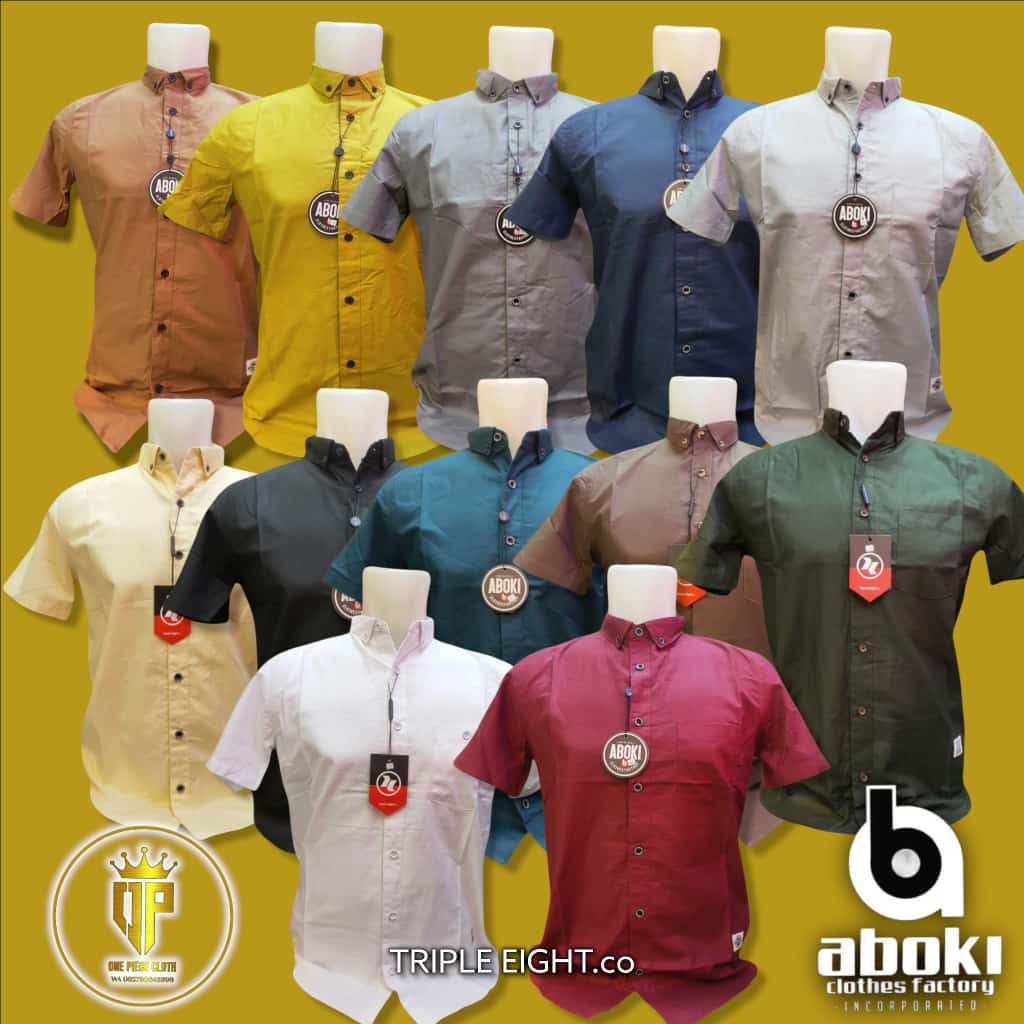 Kemeja Pendek Polos Distro Original Aboki & Triple Eight.co