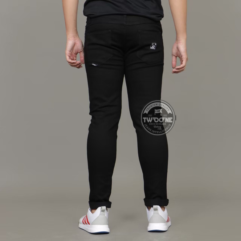 FIFTEEN DENIM Celana Jeans Panjang Pria Slim Fit Stretch Hitam