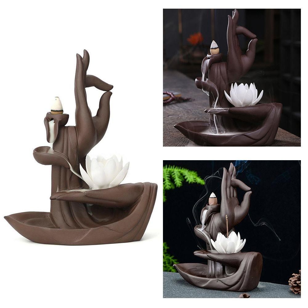 Solighter Backflow Incense Burner Kerajinan Tangan Meditasi Ornamen Tempat Dupa