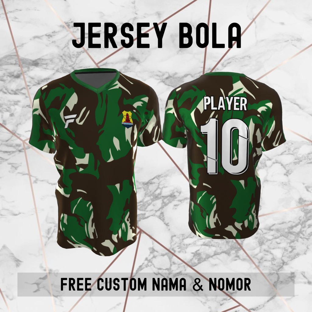 Jersey Persema Malang Loreng Militer Klub Bola Baju Kaos Custom Nama dan Nomor Punggung - 839