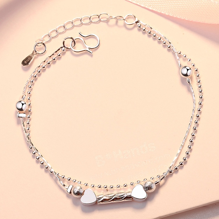 Gelang Perak Rumbai Fashion Tassel Silver Bracelet Charm Multilayer Heart Flower Cuff Bracelets Women Jewelry Accessories Gifts-16#