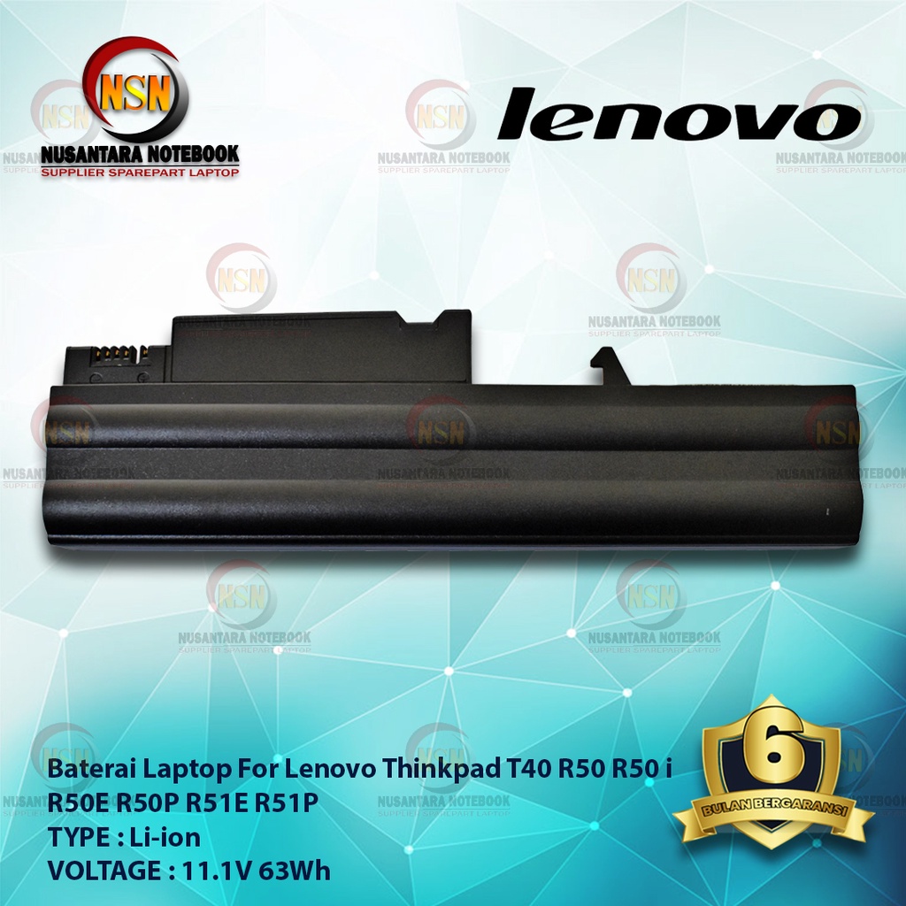 Baterai OEM Laptop Lenovo For Thinkpad T40 R50 R50 i R50E R50P R51E R51P