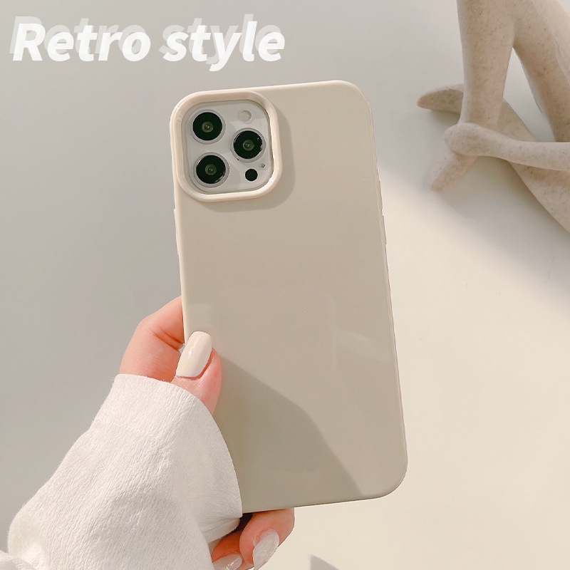 Soft Case Jelly Glossy Khaki Vintage Cover Iphone 7 8 PLUS X XR XS 11 12 13 14 MINI PRO MAX SE 2020