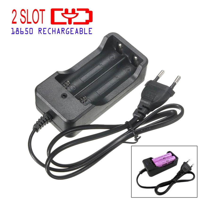 Cod CHARGER DESKTOP BATERAI RECHARGEABLE 18650 - 2 SLOT