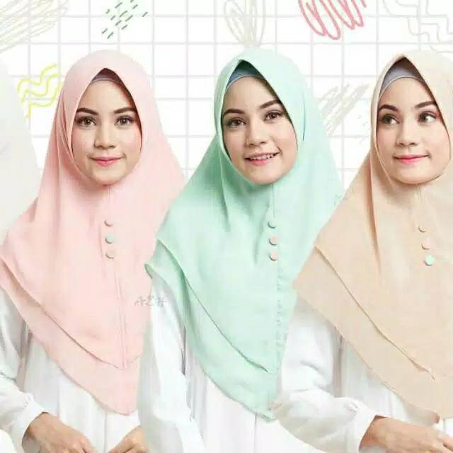 [COD] Khimar casya ceruty 2layer/khimar kancing ceruty /jilbab pet antem/jilbab instan
