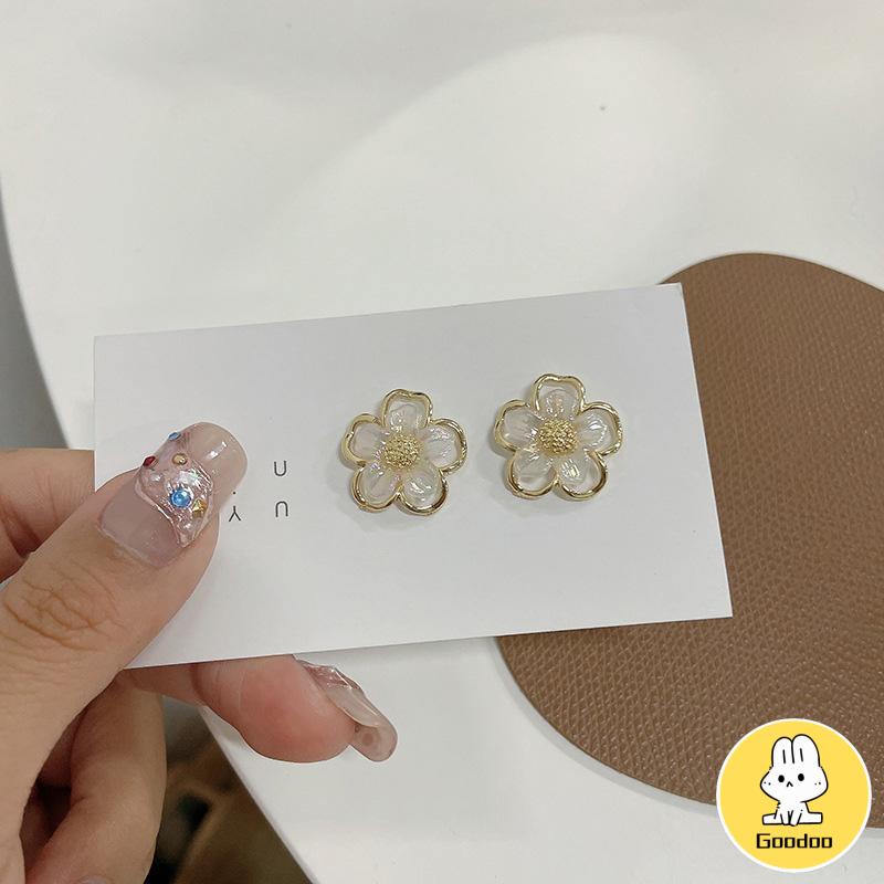 Simple Retro Super Fairy Double Layer Flower Earrings Wanita Anting Fashion Pribadi -Doo