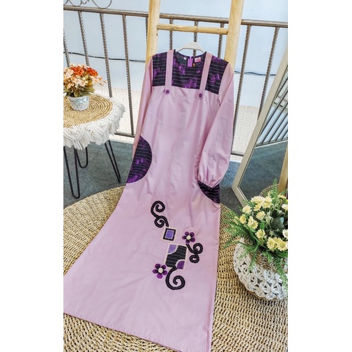 Abaya Oval Myrin | dress polos | dress motif | gamis motif | gamis bordir |