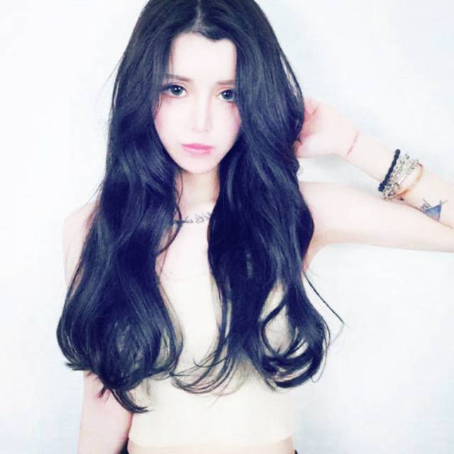 wig wanita hitam panjang tanpa poni