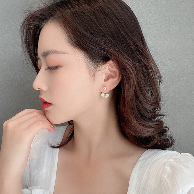 Anting Tusuk Sterling Silver 925 Model Pita Dengan Mutiara Untuk Wanita