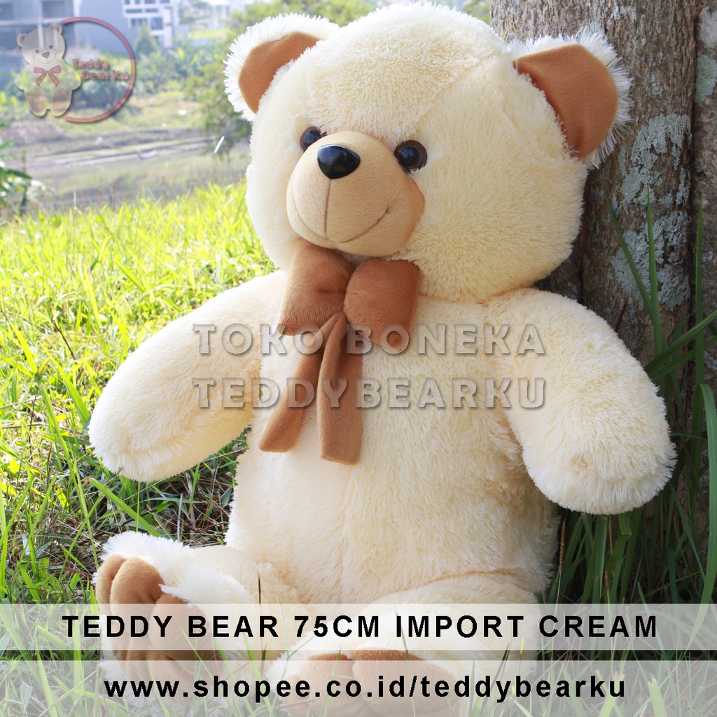 Boneka Teddy Bear XL 75CM Model Teddy Bear Import (Cream, Coklat)