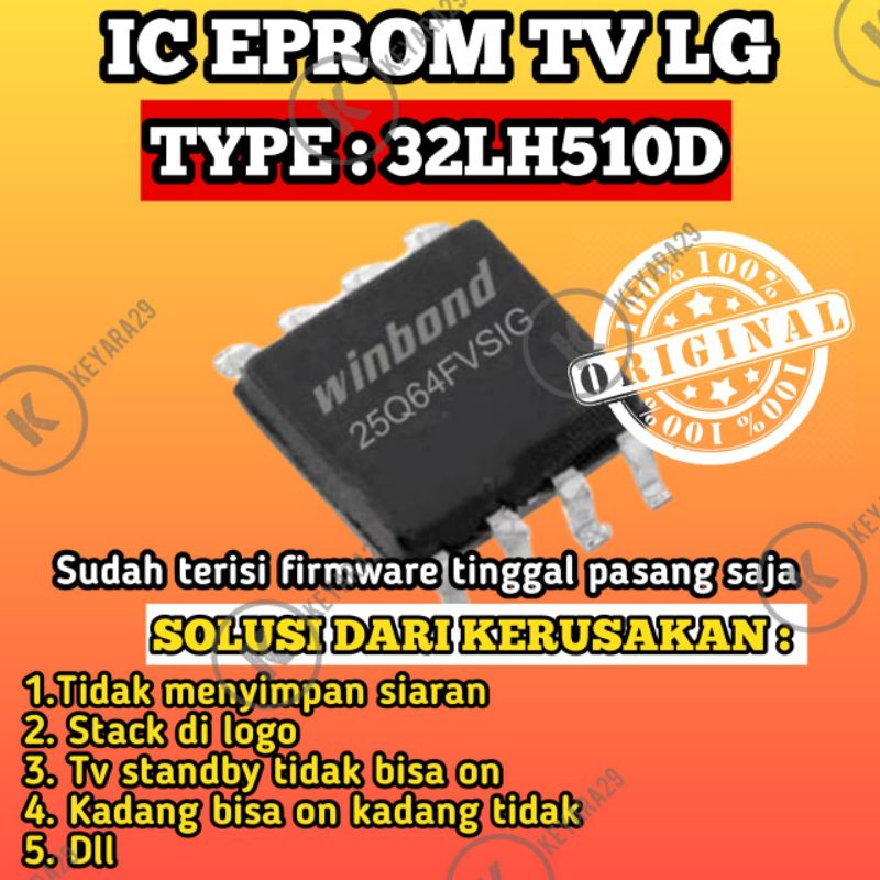 ic eprom tv led LG 32LH510D siap pakai
