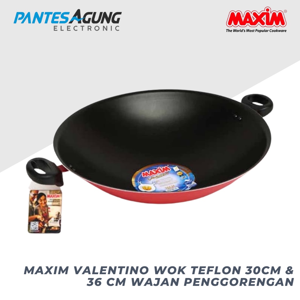 Maxim Valentino Wok Teflon 30cm &amp; 36 cm Wajan Penggorengan