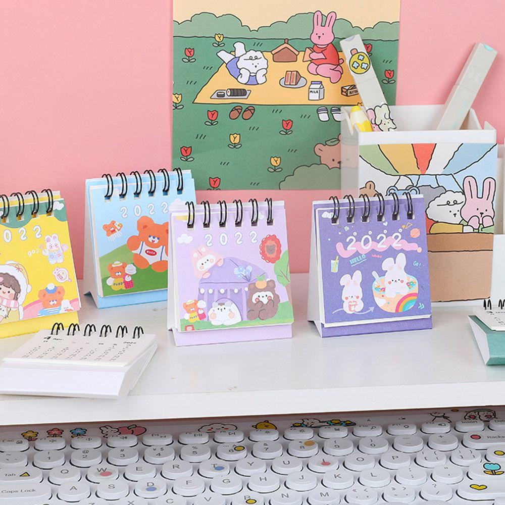 Kalender Meja Mini Agustina 2022alat Tulis Siswa Kreatif Lucu Kawaii Calendar Planner Perlengkapan Sekolah Kalender Meja