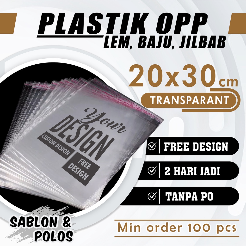 Jual Sablon Plastik Opp Bening Baju Jilbab Acessoris 20x30 Cm Custom Dan Polos Plastik Opp Seal 9069