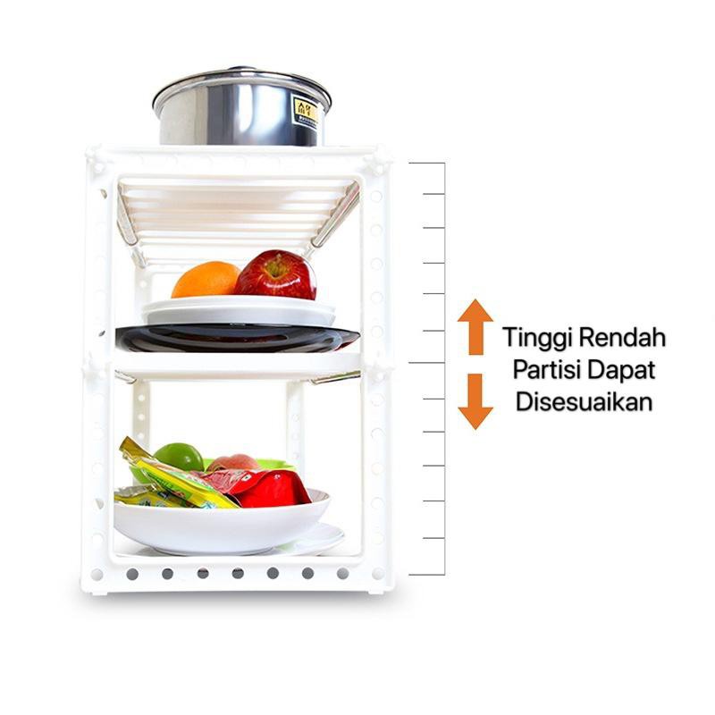 Rak Dapur 2 Tingkat Bawah Wastafel Kitchen Rack Tempat Bumbu/Panci/Sepatu