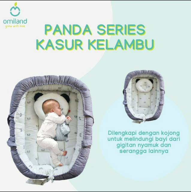 [2 kg] Omiland Kasur Bayi Serut + Kelambu Kojong (Bisa Dilepas) Panda Series - OYK 1141-4