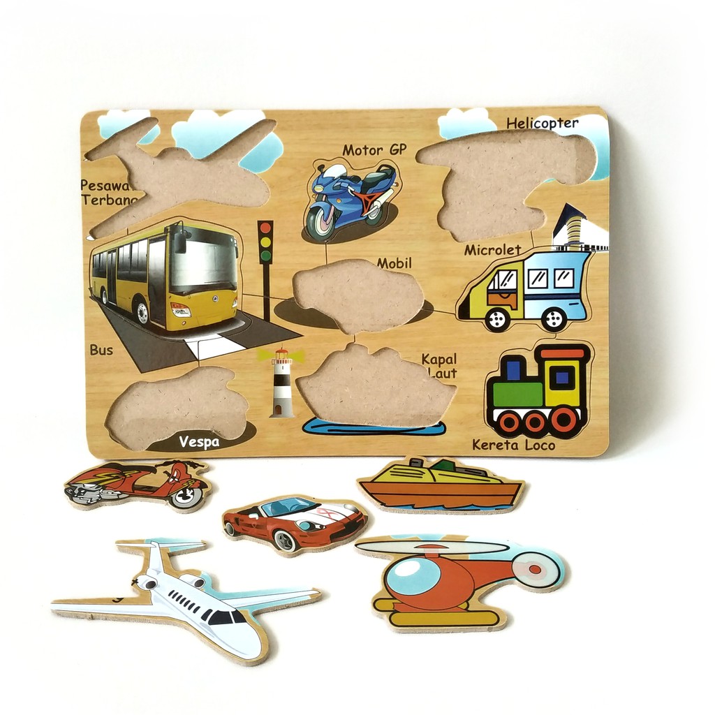 Rapid Toys Isi 6/ Paket Puzzle Kayu Edukasi Murah / Huruf Hijaiyah Besar Kecil Angka Hewan Transport