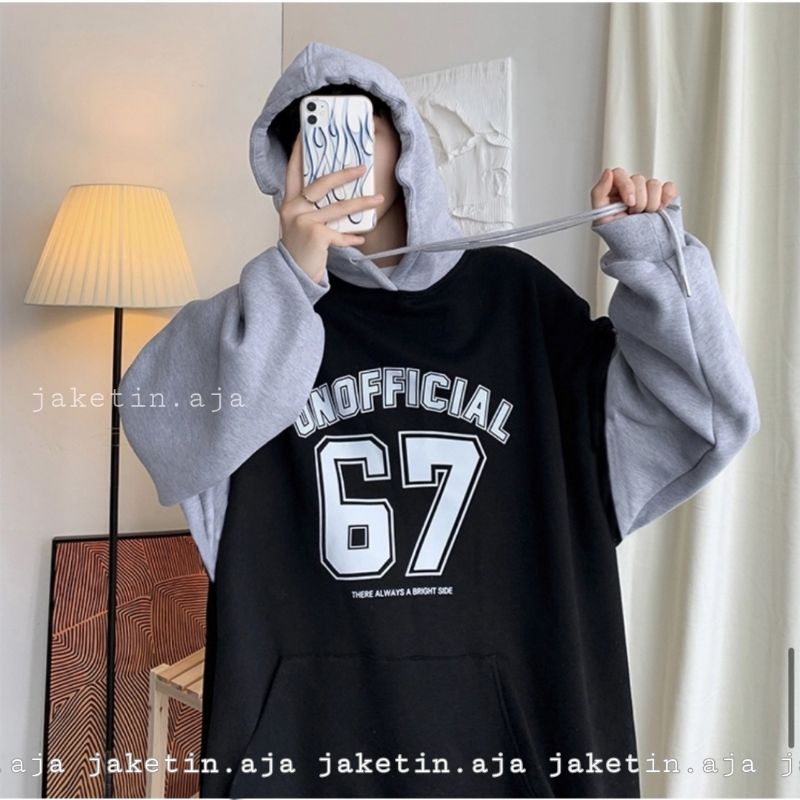 Hoodie MIX KOMBINASI 2 Warna (S - 6XL) BIGSIZE Jumper Hitam Mix Abu Muda 67 ALWAYS BRIGHT SIDE Jaket Harajuku Street Style Urban Sweatshirt Oversize Two Tone Misty Grey XXXXL XXXL 3XL 5XL Two Tone