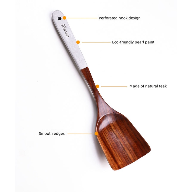 YUN Kitchenware Spatulas / Cooking Tweezers Peralatan Dapur Kayu Jati Dengan Pearlescent Teak Sendok Sup Sendok Sendok Sendok Kreatif Sendok Memasak/ Teak Rice Shovel /Colander / Round Spoon/Rice Shovel/Flat Shovel