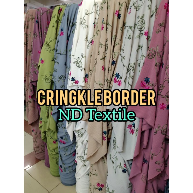 Kain CRINGKLE BORDER/Baca Deskripsi dulu/Harga Tertera 1/2(0.5)mtr