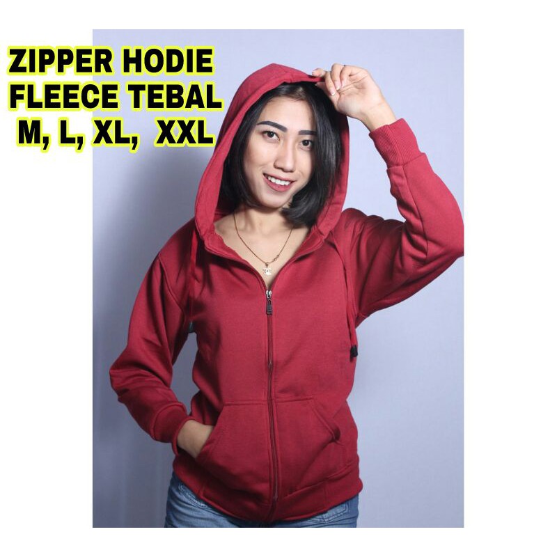 JAKET POLOS RESLETING MERAH MARUN ZIPPER HODIE FLEECE PRIA  DILAN BIGSIZE JUMBO OVERSIZE