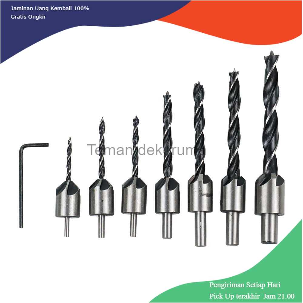 TD-DFA Taffware Mata Bor Drill Bit Countersink HSS 3-10mm 7PCS - QST-K13