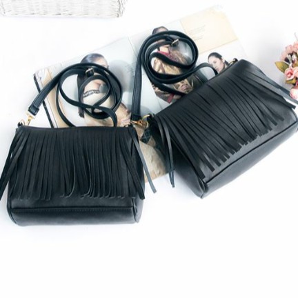 SLING BAG RUMBAI BLACK / TAS SLEMPANG RUMBAI HITAM / TAS SELEMPANG HITAM RUMBAI