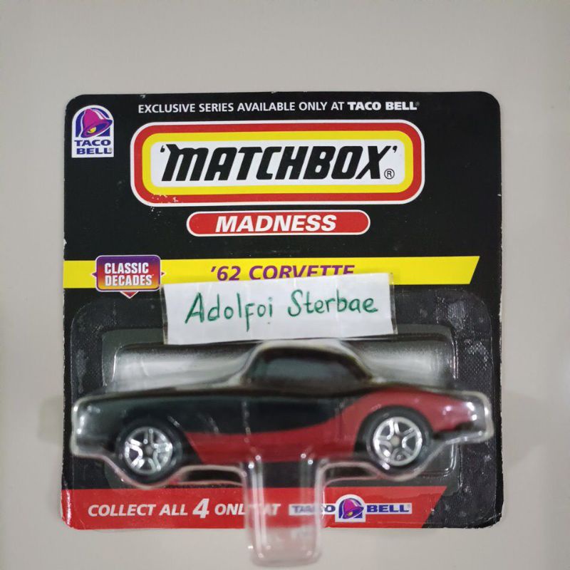 matchbox '62 corvette madness classic decades exclusive series available only at taco bell collect a