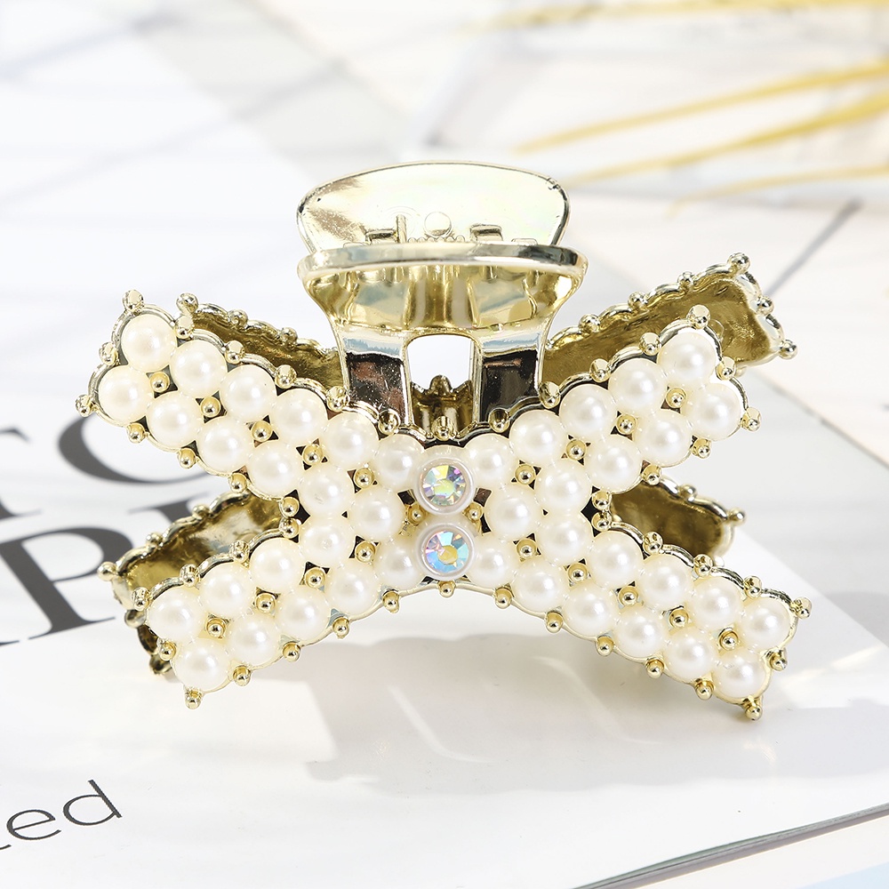 Korean Gold Pearl Flower Hair Clip Fashion Hair Claw Clips Wild Women Hair Accessories