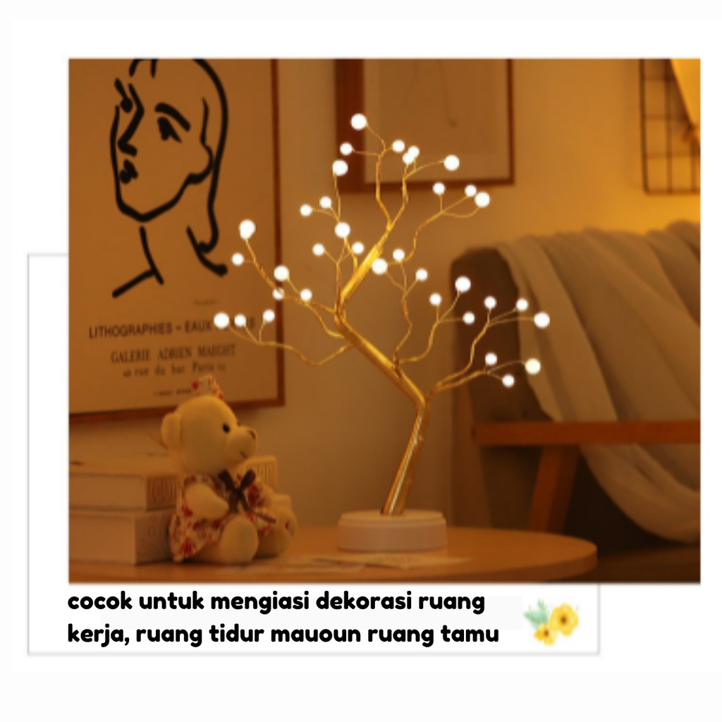 Lampu Tidur Model Pohon Ranting Unik Colokan USB / Tenaga Baterai Dekorasi Kamar Kawat Tumblr LED [READY STOCK]