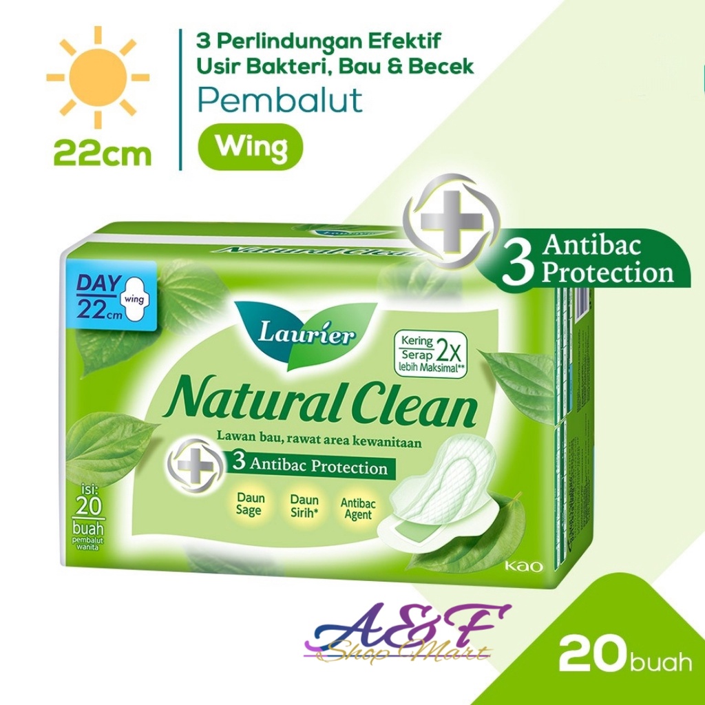 Laurier Natural Clean Day Wing 22cm 20s - Pembalut Wanita
