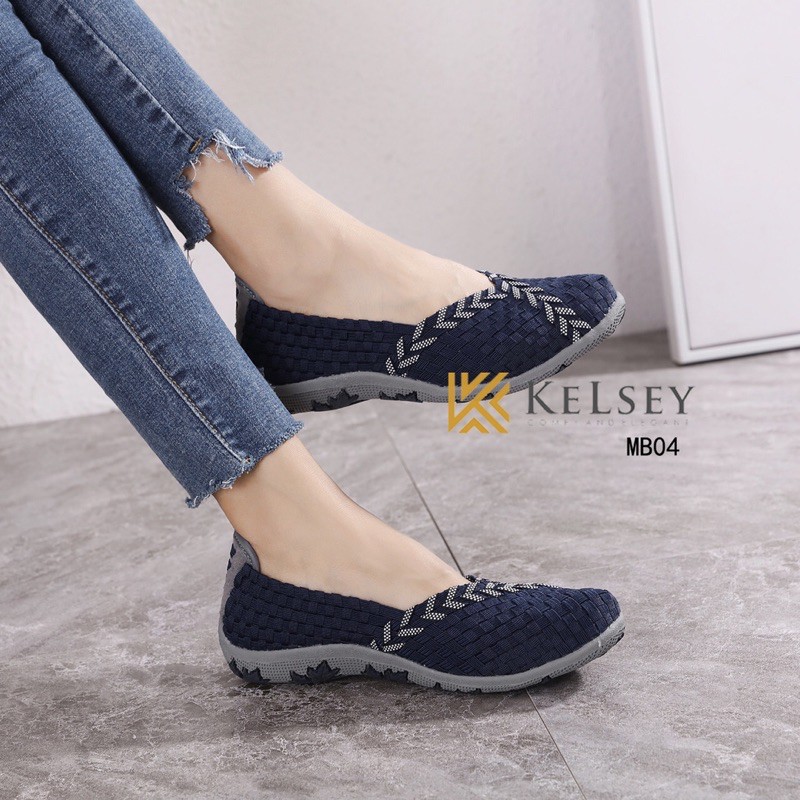 (GRATIS ALAS KAKI) NICOLE SEPATU RAJUT WANITA KELSEY MB04 SEPATU FLAT RAJUT Flats Shoes Rajut anyaman