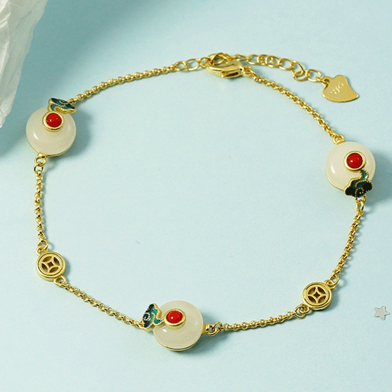 Gelang Tangan Manik-Manik Batu Jade Bulat Natural Untuk Wanita / Hadiah Valentine